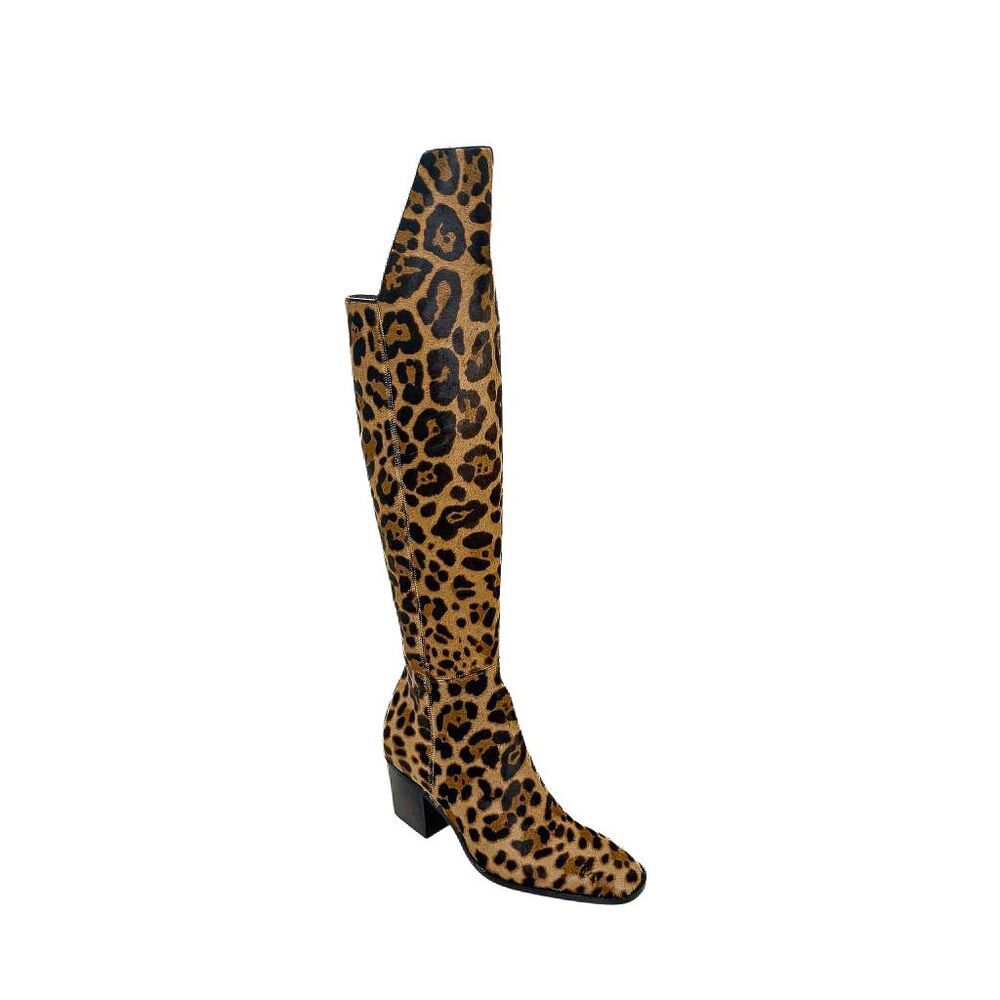 Christian Louboutin Morgan 70 Leopard Pony Hair Over The Knee OTK Boots EU 36